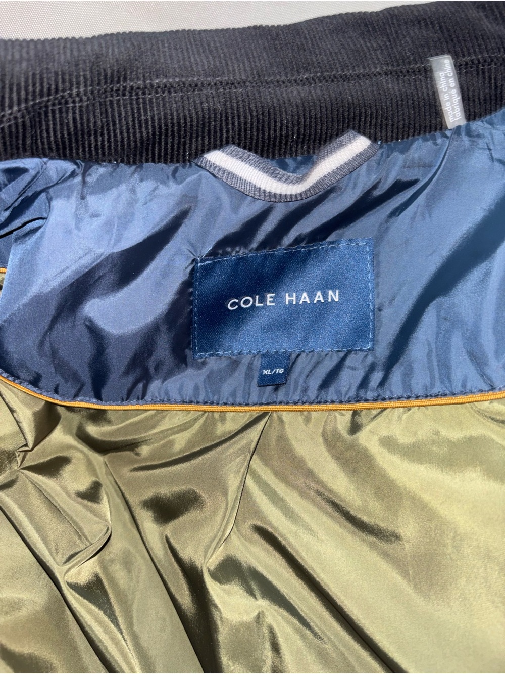 Cole Haan Quilted Navy Utility Jacket with Black Collar - Picture 6 of 7